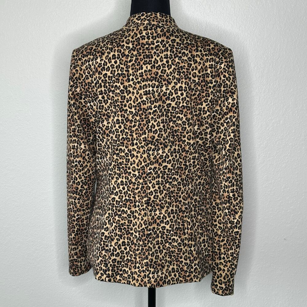 Dana Buchman Women’s Leopard Animal Print Blazer Open Front Zip Pocket | Size 8 - Picture 5 of 11